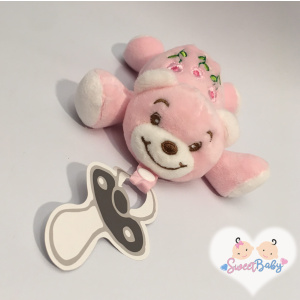 Pink Teddy Soother Holder/Toy