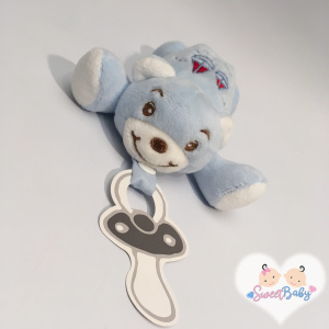 Blue Teddy Soother Holder/Toy