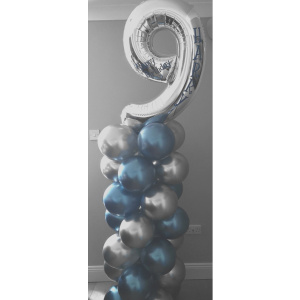 Balloon Tower with Large Silver Number 9