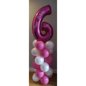 Balloon Tower with Pink Number 6